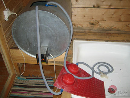 Dusche mit Muskelkraft